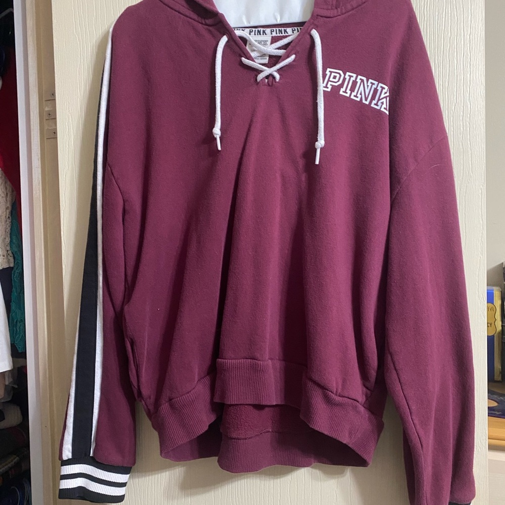 Maroon hooded sweatshirt from pink